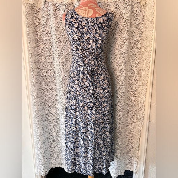 Vintage 90s All That Jazz Dress 8 Midi Cottage Coquette Sleeveless Floral Whims - Picture 4 of 5